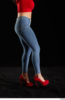 Daisy Lee 1 blue jeans dressed flexing leg red high…